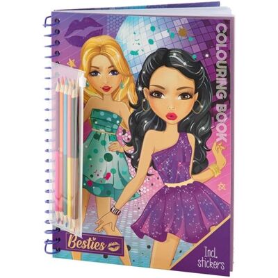 Besties - Kleurboek met Stickers A4, 30 pagina's, 3 stickervellen, 5 gekleurde potloden - Boek Besties - Kleurboek met Stickers A4, 30 pagina's, 3 stickervellen, 5 gekleurde potloden - Boek