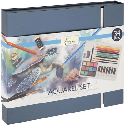Kit de aquarelle et artisanat Nassau - 34 pièces - Publicité Kit de aquarelle et artisanat Nassau - 34 pièces - Publicité