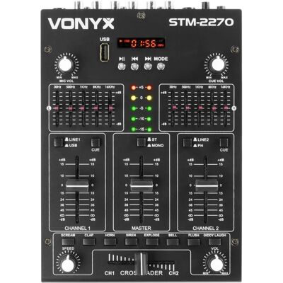 Mixer de áudio Skytec STM-2270 - Bluetooth, USB, SD, 4 canais Mixer de áudio Skytec STM-2270 - Bluetooth, USB, SD, 4 canais