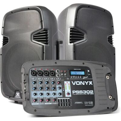 Vonyx PSS-302 Bærbart 2-vejs Lydsystem - PA Højtalere Vonyx PSS-302 Bærbart 2-vejs Lydsystem - PA Højtalere