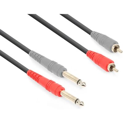 Vonyx CX324-3 Audiokabel - 3m, 2 x 6,35mm Klinke, 2 x Cinch - Kabel Vonyx CX324-3 Audiokabel - 3m, 2 x 6,35mm Klinke, 2 x Cinch - Kabel