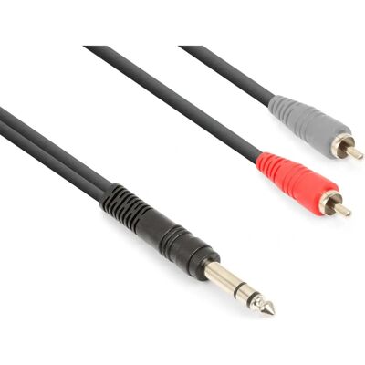 Vonyx CX328-3 Audiokabel - 3m, 6,35mm, 2 x RCA, Schwarz Vonyx CX328-3 Audiokabel - 3m, 6,35mm, 2 x RCA, Schwarz