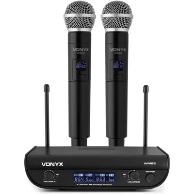 Vonyx WM82 - Conjunto de micrófonos inalámbricos con 2 manos Vonyx WM82 - Conjunto de micrófonos inalámbricos con 2 manos