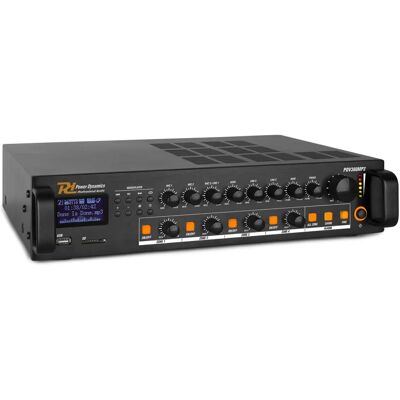 Power Dynamics PDV360MP3 Svart - PA Mixer Forsterker 360W/100V med 4 Soner Power Dynamics PDV360MP3 Svart - PA Mixer Forsterker 360W/100V med 4 Soner