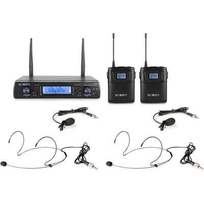 Système Microphone Sans Fil Vonyx WM62B - UHF 16Ch - Noir - Publicité Système Microphone Sans Fil Vonyx WM62B - UHF 16Ch - Noir - Publicité