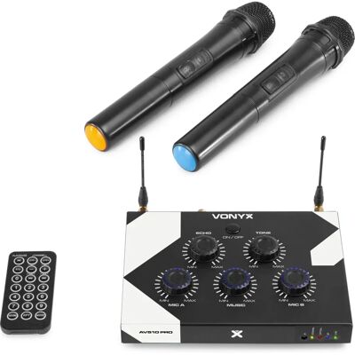 Vonyx AV510 Trådløst Mikrofon System - Bærbar Karaoke Mixer Vonyx AV510 Trådløst Mikrofon System - Bærbar Karaoke Mixer