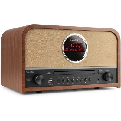 Audizio Salerno Portable en Bois - Système de Musique Rétro - Radio - Publicité Audizio Salerno Portable en Bois - Système de Musique Rétro - Radio - Publicité