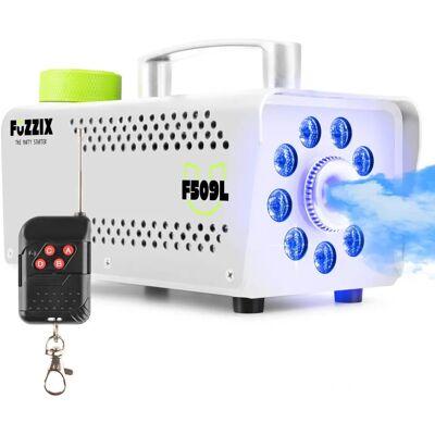 Fuzzix F509LW Máquina de fumaça RGB branca - Máquina de fumaça para festas Fuzzix F509LW Máquina de fumaça RGB branca - Máquina de fumaça para festas