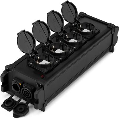 PSB45 Power Splitter Box - Strømfordeler, 4 Shuko, Sort PSB45 Power Splitter Box - Strømfordeler, 4 Shuko, Sort