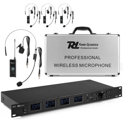 Power Dynamics PD524B Set de Micrófonos Inalámbricos UHF - 4 Micrófonos Power Dynamics PD524B Set de Micrófonos Inalámbricos UHF - 4 Micrófonos