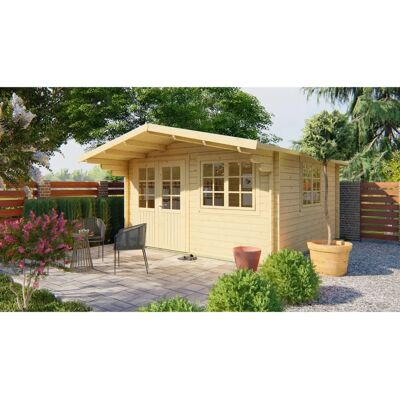 Van Kooten - Blokhut Inge - 420x420 cm - Luifel 120 cm - log cabin Van Kooten - Blokhut Inge - 420x420 cm - Luifel 120 cm - log cabin