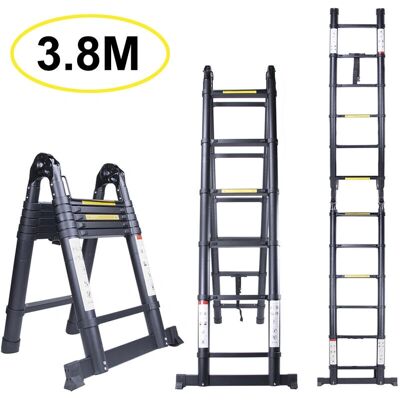 STOEX - Escalera telescópica 3,8 m - 150 kg - Antideslizante - Escalera STOEX - Escalera telescópica 3,8 m - 150 kg - Antideslizante - Escalera