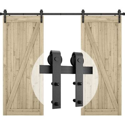 Stoex - Kit de herrajes para puerta corredera - Negro Stoex - Kit de herrajes para puerta corredera - Negro