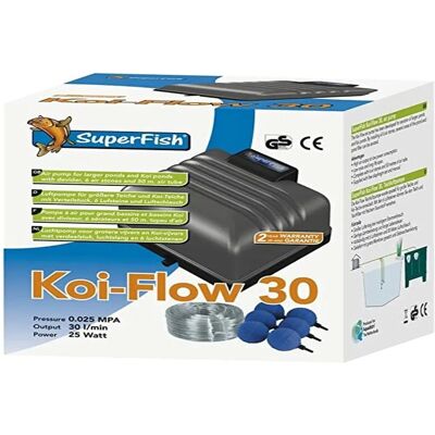 SuperFish Koi Flow 30 - Pompe à air pour grands bassins Koi - Publicité SuperFish Koi Flow 30 - Pompe à air pour grands bassins Koi - Publicité