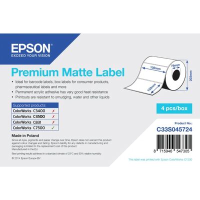 Epson Premium Mattes Etiketten Weiß - Etikettenpapier Epson Premium Mattes Etiketten Weiß - Etikettenpapier