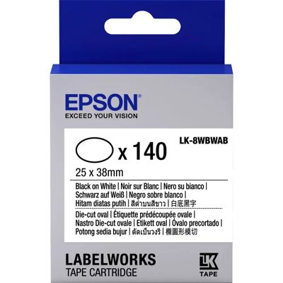 Nastro etichettatrice Epson LK-8WBWAB - Bianco - Ovale, Rettangolare - 25x38mm - 140 etichette Nastro etichettatrice Epson LK-8WBWAB - Bianco - Ovale, Rettangolare - 25x38mm - 140 etichette