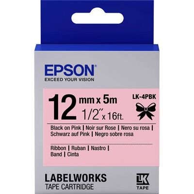 Ruban en satin rose Epson - 12mm x 5m - Type d’étiquette Ruban en satin rose Epson - 12mm x 5m - Type d’étiquette