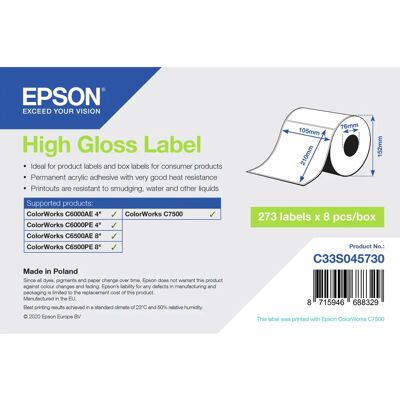 Epson C33S045730 Zelfklevende Witte Printerlabel - Printerlabel Epson C33S045730 Zelfklevende Witte Printerlabel - Printerlabel