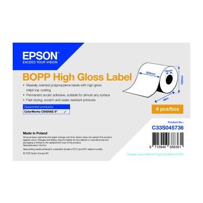 Epson C33S045736 - Hochglanz Etikettenrolle - 20,3cm x 68m - Drucker Etikett Epson C33S045736 - Hochglanz Etikettenrolle - 20,3cm x 68m - Drucker Etikett