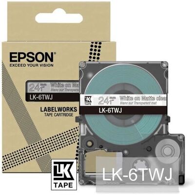 Epson LK-6TWJ Beschriftungsband - Weiß auf Transparent - 24mm Epson LK-6TWJ Beschriftungsband - Weiß auf Transparent - 24mm
