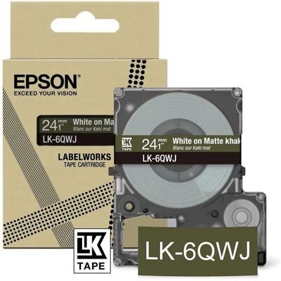 Epson LK-6QWJ Etikettenrolle - Khaki, Weiß - 2,4cm x 8m Epson LK-6QWJ Etikettenrolle - Khaki, Weiß - 2,4cm x 8m