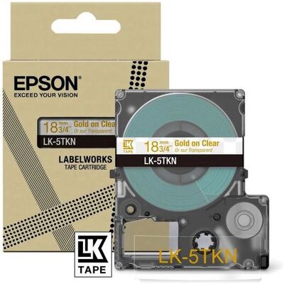 Cinta de Etiqueta Epson LK-5TKN - Transparente/Oro - 18mm x 9m Cinta de Etiqueta Epson LK-5TKN - Transparente/Oro - 18mm x 9m