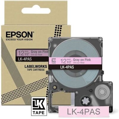 Ruban Étiquette Rose et Gris Epson LK-4PAS - Pour LW-C 410 & 610 Ruban Étiquette Rose et Gris Epson LK-4PAS - Pour LW-C 410 & 610