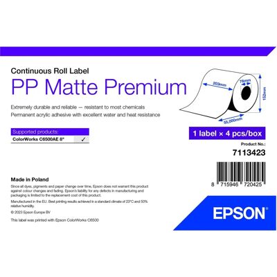 Étiquette d'Imprimante Blanche Epson 7113423 - Étiquette pour Imprimante Étiquette d'Imprimante Blanche Epson 7113423 - Étiquette pour Imprimante