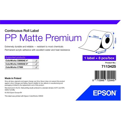 Epson 7113425 Weiße Etiketten für Drucker - Selbstklebende Kontinuierliche Bande Epson 7113425 Weiße Etiketten für Drucker - Selbstklebende Kontinuierliche Bande