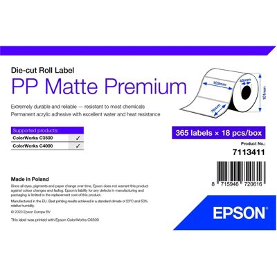 Etichetta per stampante bianca autoadesiva Epson 7113411 - Etichetta per stampante Etichetta per stampante bianca autoadesiva Epson 7113411 - Etichetta per stampante
