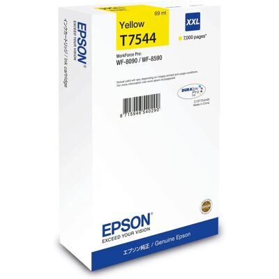 Epson T7544 - 69 ml - Tamanho XXL - Amarelo - Cartucho de tinta - Para Workforce Pro Wf-8090, Wf-8590 Epson T7544 - 69 ml - Tamanho XXL - Amarelo - Cartucho de tinta - Para Workforce Pro Wf-8090, Wf-8590