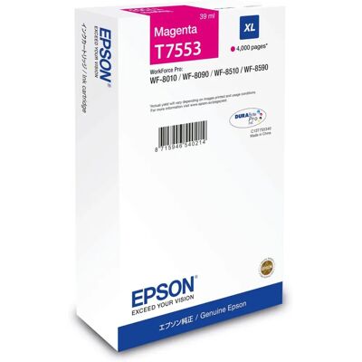 Epson T7553 Magenta Blekkpatron - Original XL, 39ml - For WorkForce Pro Epson T7553 Magenta Blekkpatron - Original XL, 39ml - For WorkForce Pro