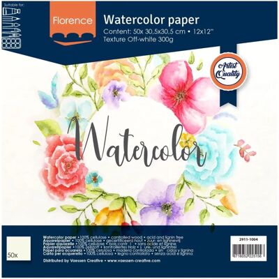 Papier aquarelle ivoire Creative Florence - 30,5x30,5cm - papier artistique Papier aquarelle ivoire Creative Florence - 30,5x30,5cm - papier artistique
