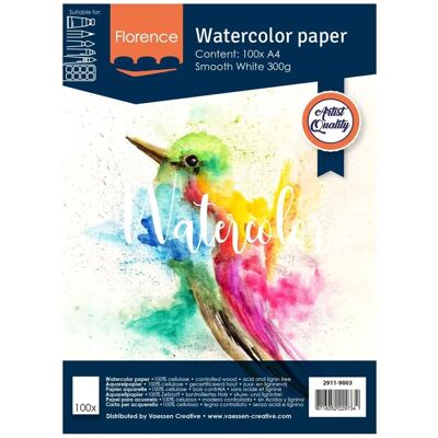 Papier aquarelle blanc Florence A4 - 300g Vaessen Creative - Publicité Papier aquarelle blanc Florence A4 - 300g Vaessen Creative - Publicité