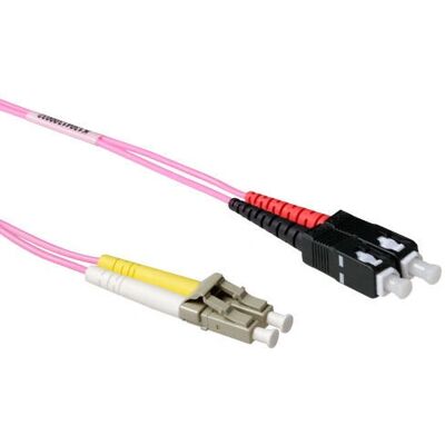 Câble Fibre Optique ACT - 7m OM4 Duplex LC/SC - Noir, Gris, Violet Câble Fibre Optique ACT - 7m OM4 Duplex LC/SC - Noir, Gris, Violet