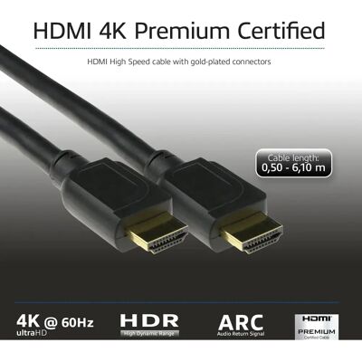Cavo HDMI ACT - 6,1m - 4K HDR - Certificato HDMI 2.0b - Nero Cavo HDMI ACT - 6,1m - 4K HDR - Certificato HDMI 2.0b - Nero
