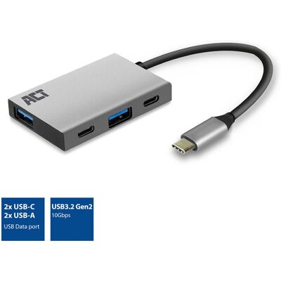 ACT Marke USB-C Hub 4 Anschlüsse - Grau ACT Marke USB-C Hub 4 Anschlüsse - Grau