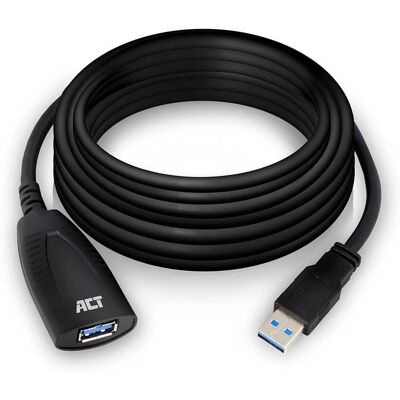 Câble d'extension USB ACT 5m USB 3.2 Gen 1 Noir - Publicité Câble d'extension USB ACT 5m USB 3.2 Gen 1 Noir - Publicité