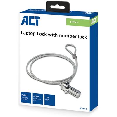 ACT ACT9015 Acélkábel zár - 1,5m Laptop biztonsági zár ACT ACT9015 Acélkábel zár - 1,5m Laptop biztonsági zár