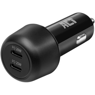 ACT ACT2200 USB-C Autolader - Snelladen, 2 poorten, 45W ACT ACT2200 USB-C Autolader - Snelladen, 2 poorten, 45W