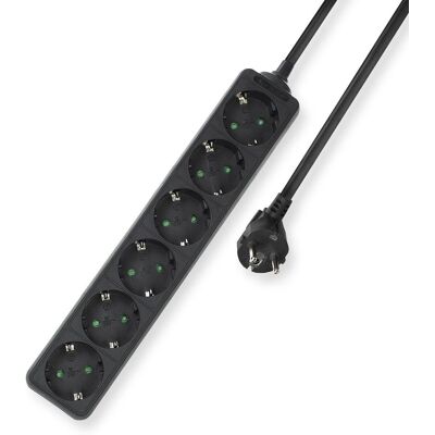 ACT AC2460 Verlengsnoer - 6 Stopcontacten - 3m Kabel - Binnen ACT AC2460 Verlengsnoer - 6 Stopcontacten - 3m Kabel - Binnen