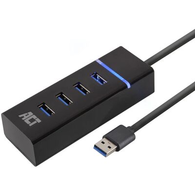 ACT AC6300 USB Hub - 4 Ports, Schwarz ACT AC6300 USB Hub - 4 Ports, Schwarz