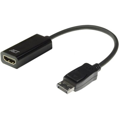 ACT ACT7555 Adapter kabla wideo - 0,15 m - DisplayPort na HDMI - Czarny ACT ACT7555 Adapter kabla wideo - 0,15 m - DisplayPort na HDMI - Czarny