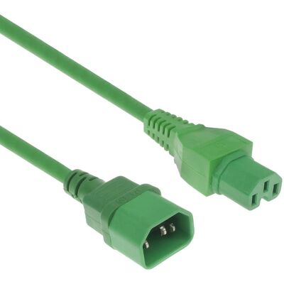 ACT AK5302 Stromkabel - IEC C14 zu C15 - Grün 0,6m - Stromkabel ACT AK5302 Stromkabel - IEC C14 zu C15 - Grün 0,6m - Stromkabel