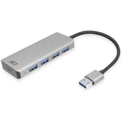ACT USB-Hub - 4 Poorten - Aluminium - USB 3.2 Gen1 - Model AC6121 ACT USB-Hub - 4 Poorten - Aluminium - USB 3.2 Gen1 - Model AC6121