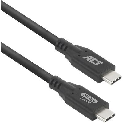 ACT USB4 20Gbps 240W Cavo USB Type-C - 2m - Nero ACT USB4 20Gbps 240W Cavo USB Type-C - 2m - Nero
