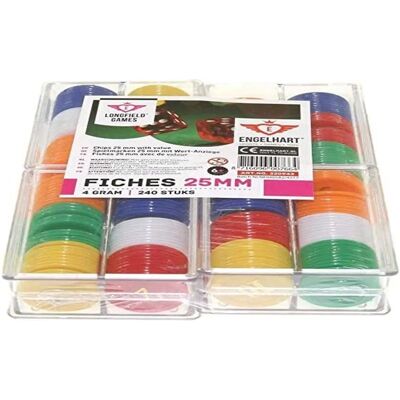 Jetons de poker Longfields - Ø 25 mm en boîte de rangement - 240 pièces Jetons de poker Longfields - Ø 25 mm en boîte de rangement - 240 pièces