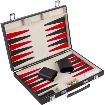 ENGELHART Rotes/Schwarzes Backgammon 15" Lederkoffer ENGELHART Rotes/Schwarzes Backgammon 15" Lederkoffer