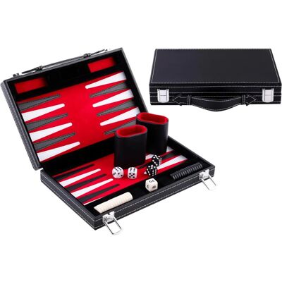 Engelhart 11" Reis Backgammon - Rood, Zwart, Wit - Backgammon Engelhart 11" Reis Backgammon - Rood, Zwart, Wit - Backgammon