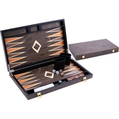 ENGELHART 250545 Backgammon de luxe en ébène marron de 18 pouces - Publicité ENGELHART 250545 Backgammon de luxe en ébène marron de 18 pouces - Publicité
